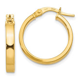 14K Yellow Gold 3x20 Hoop Earrings